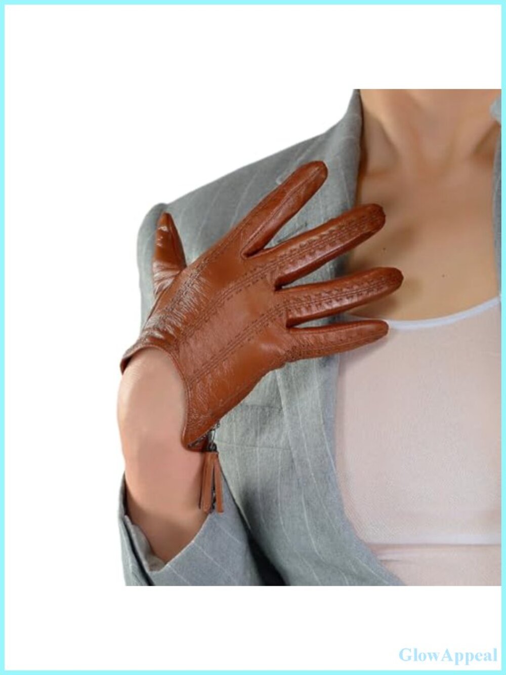 Genuine Goatskin Leather Driving Gloves Touchscreen Tassel Zipper Winter